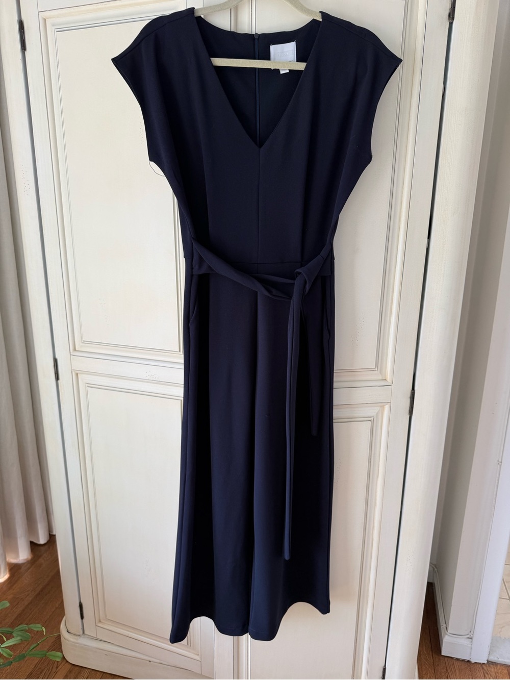 Classic Navy V-Neck Belted Women's jumpsuit